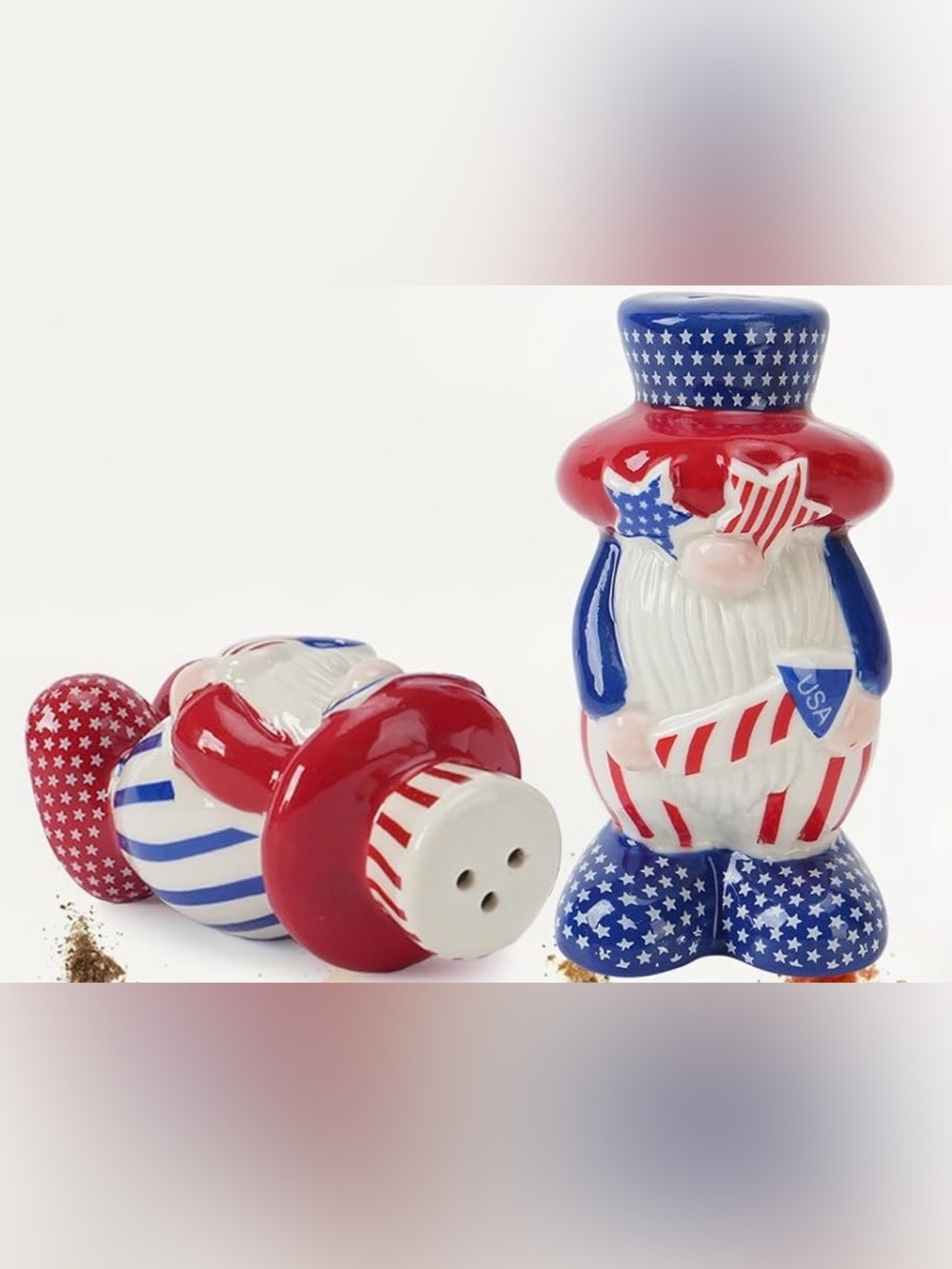 Patriotic Gnome Salt & Pepper Shakers - Red White Blue - Picture 2 of 6